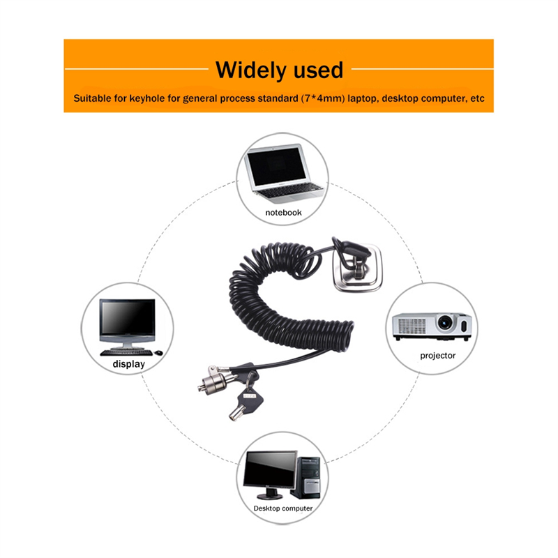 Laptop Lock Cable - Laptop-Computer-Schloss, Laptop-Schloss, Diebstahlsicherung, universelles einziehbares Federseil,