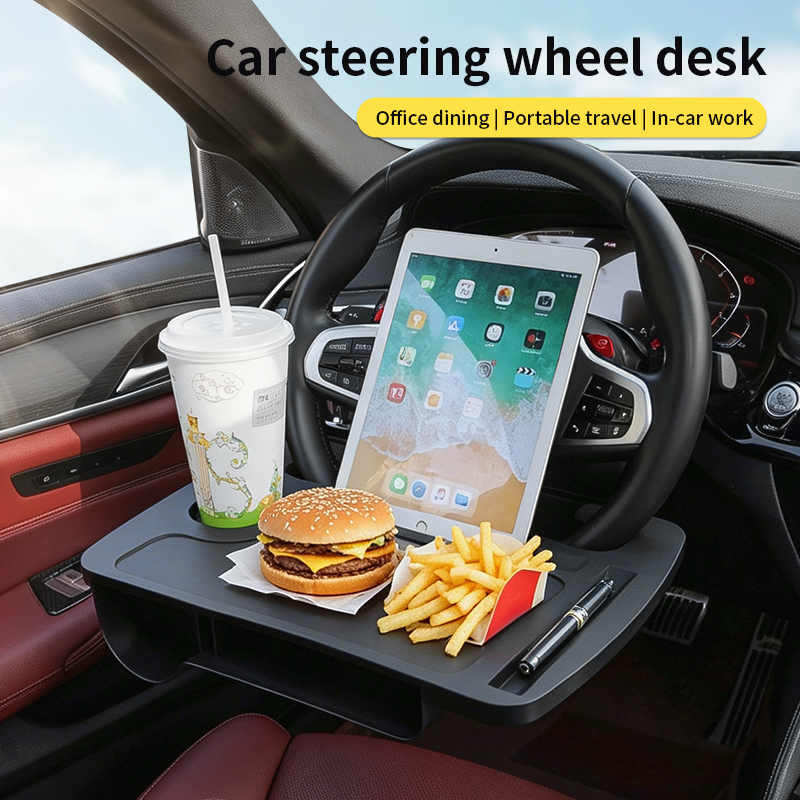 Laptop Accessories Holder - 2-in-1 Auto-Lenkrad-Tisch, Multifunktionaler Laptop-Arbeitstisch, Getränkehalter für