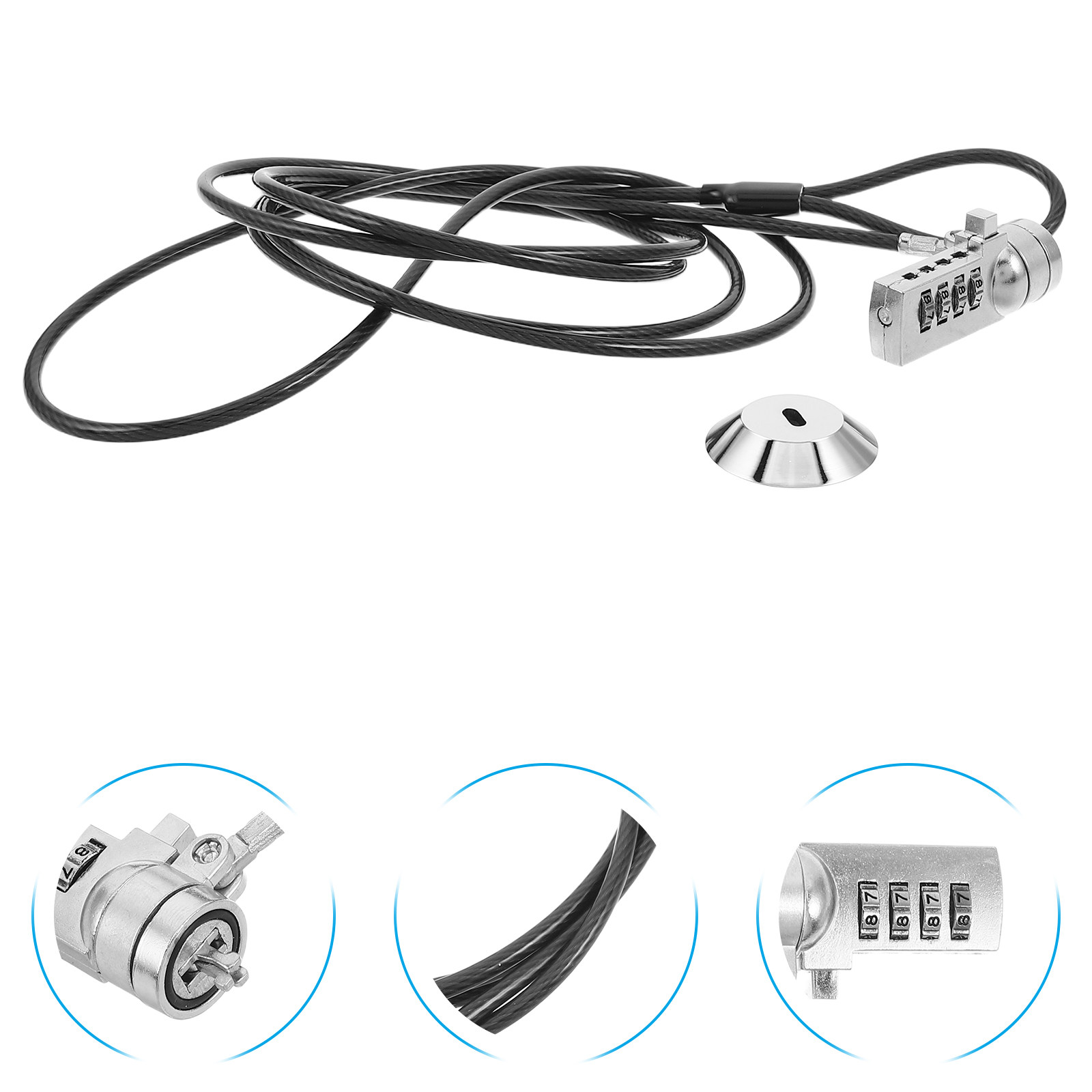 Laptop Lock Cable - 1 Set Kombinations-Laptopschloss, 4-stellig, rückstellbares Kabel,