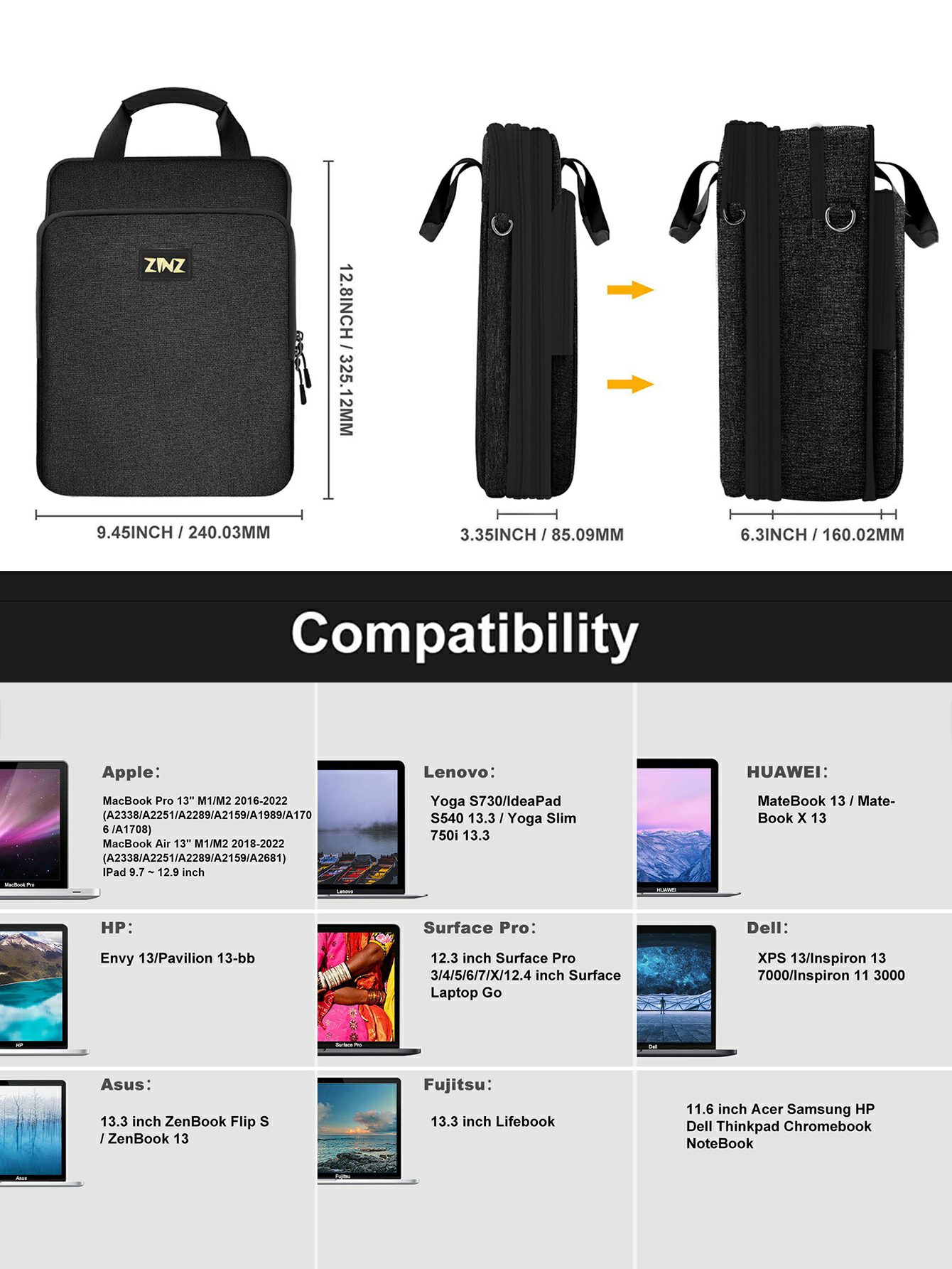 1/2-13 Zoll Laptop-Umhängetasc – Laptop Accessories Organizer Bag Bewertung und Preis
