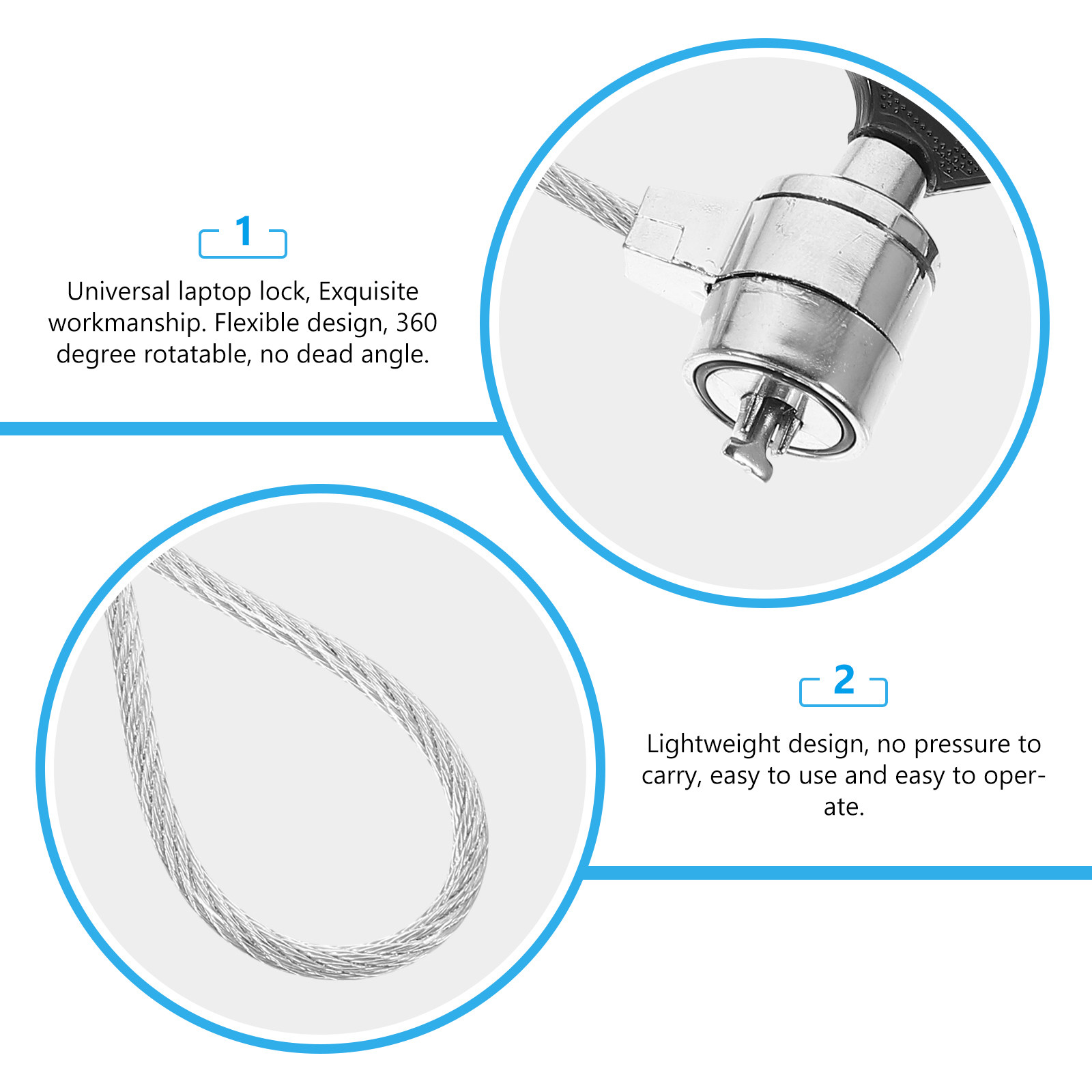 2 Sets Leichtes Schlüssel-Lapt – Laptop Lock Cable Bewertung und Preis